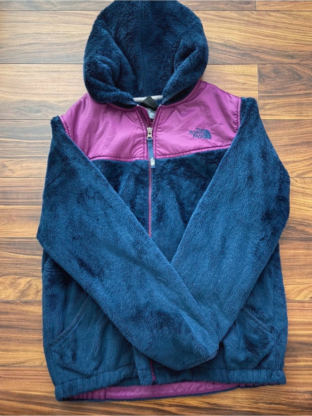 The North Face Kids Navy and Plum Hooded Fleece Jacket